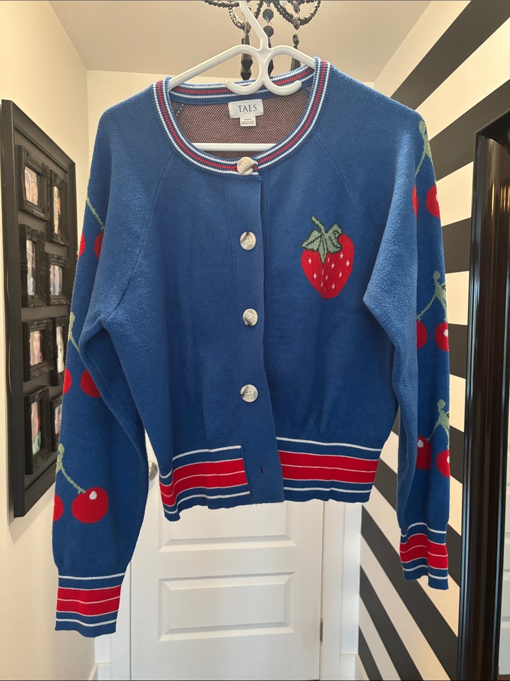 Blue Strawberry & Cherry Knit Cardigan